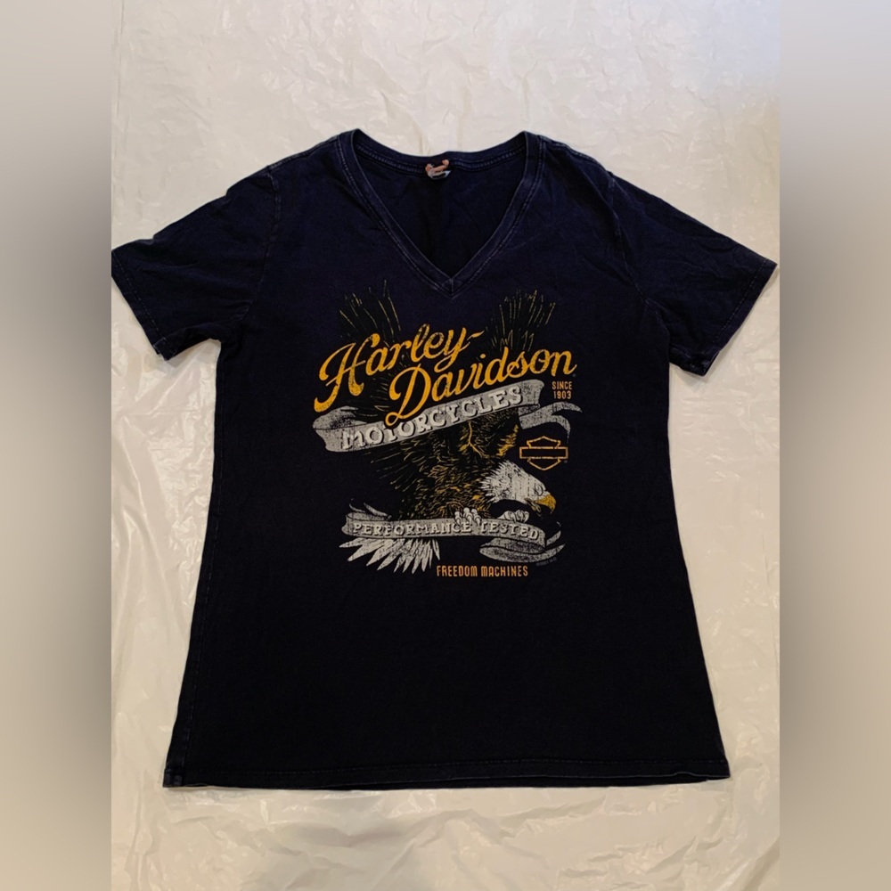 Harley Davidson Motorcycles Women's V-neck Short Sleeve Tshirt Large